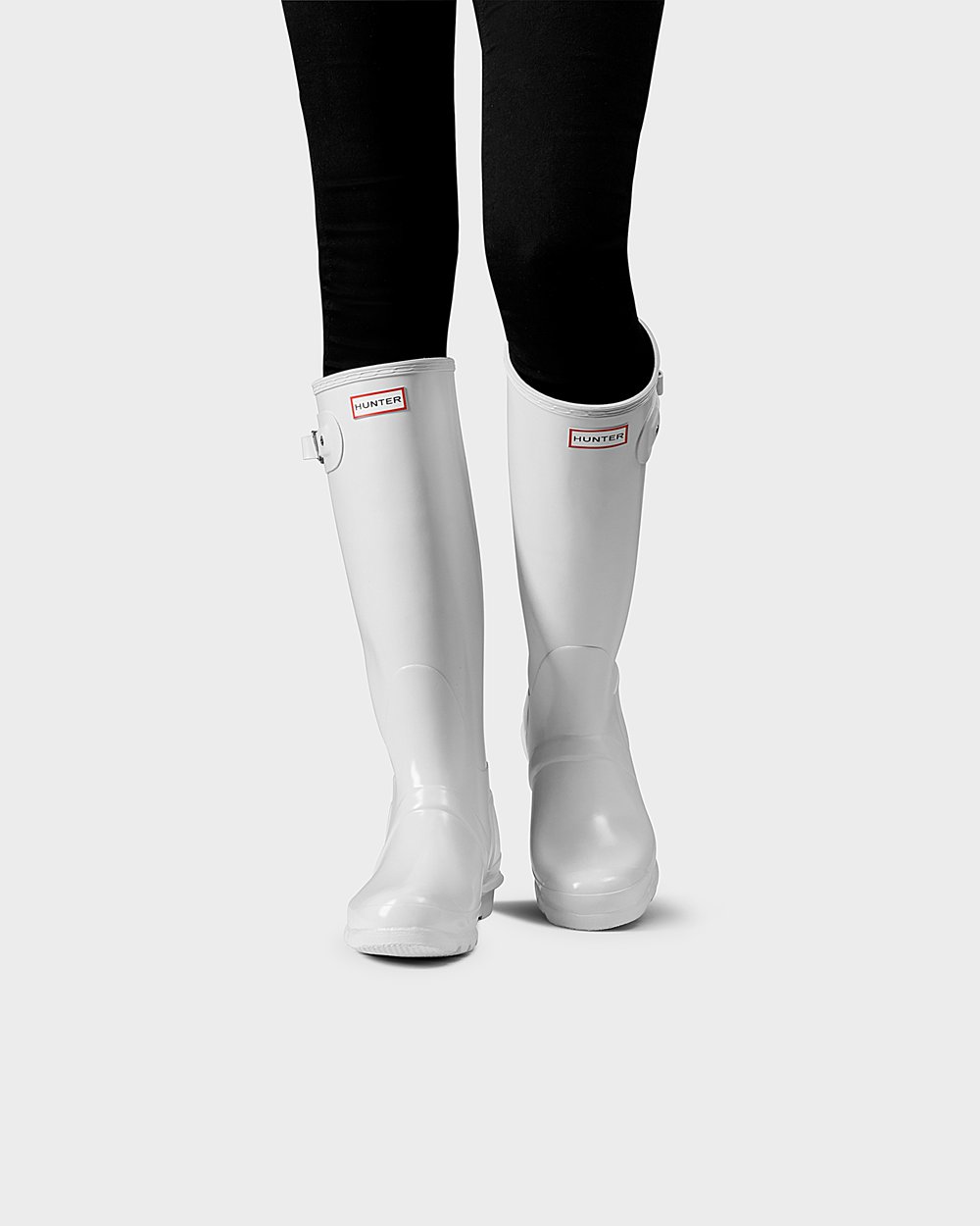 Womens Tall Rain Boots - Hunter Original Gloss (96QZKVTNA) - White